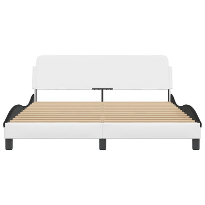 Bedframe Met Hoofdbord Kunstleer Zwart En Wit 160X200 Cm