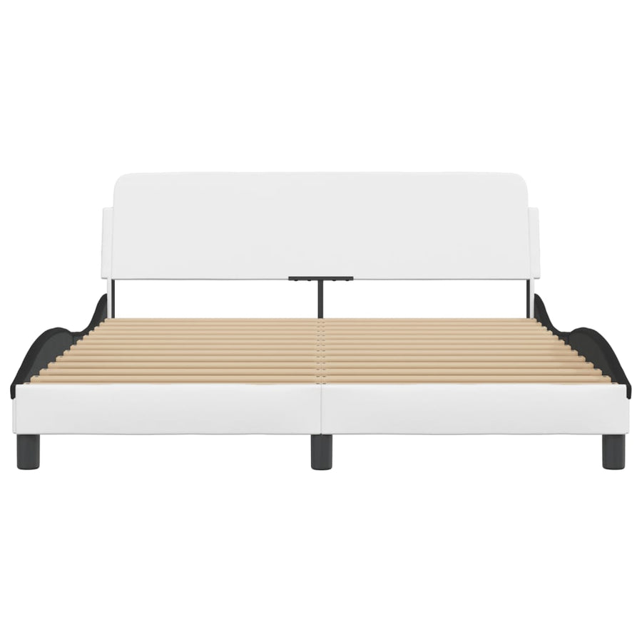 Bedframe Met Hoofdbord Kunstleer Zwart En Wit 160X200 Cm