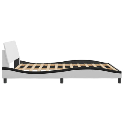Bedframe Met Hoofdbord Kunstleer Zwart En Wit 160X200 Cm