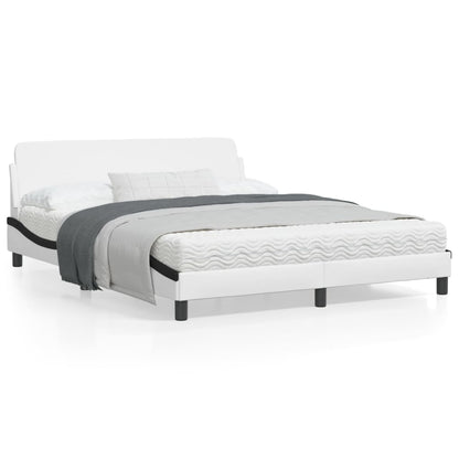 Bedframe Met Hoofdbord Kunstleer Zwart En Wit 160X200 Cm