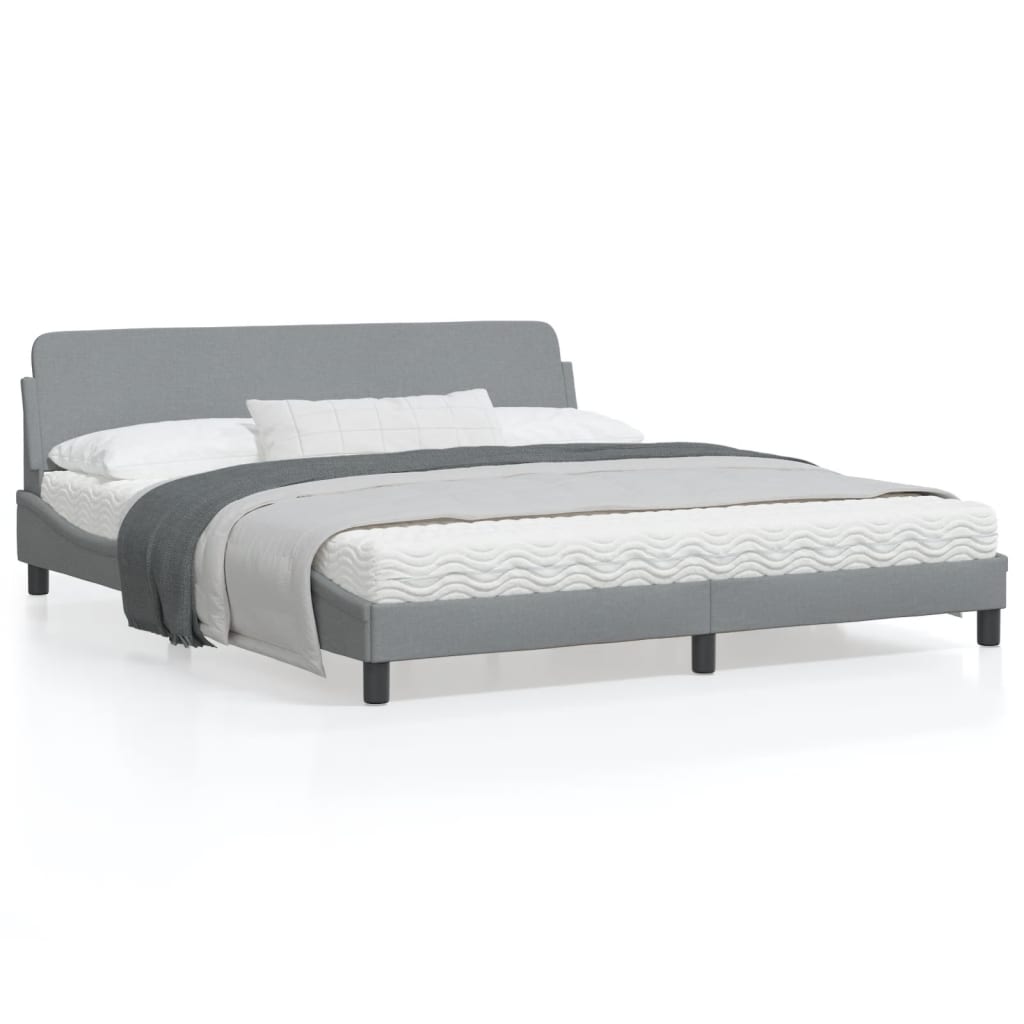 Bedframe Met Hoofdbord Stof Lichtgrijs 180X200 Cm