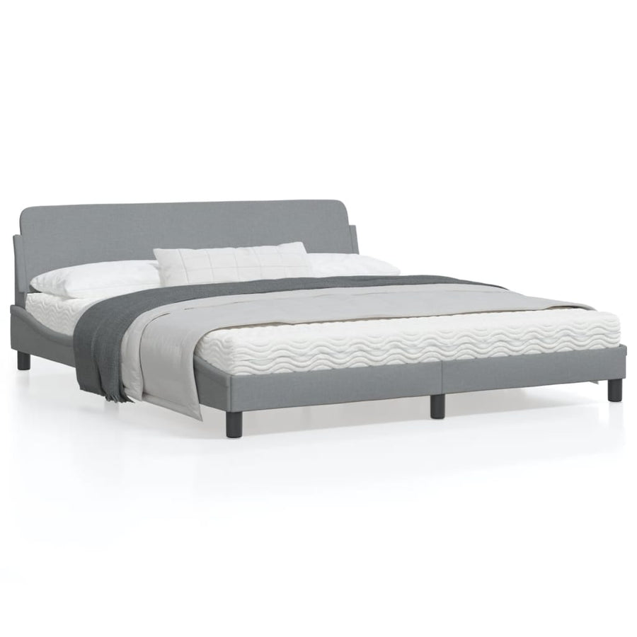 Bedframe Met Hoofdbord Stof Lichtgrijs 180X200 Cm