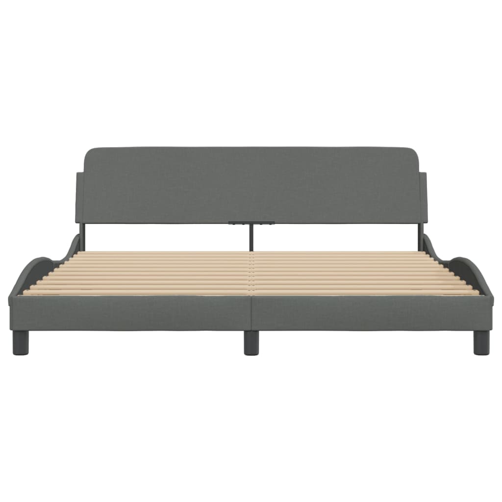 Bedframe Met Hoofdbord Stof Donkergrijs 180X200 Cm