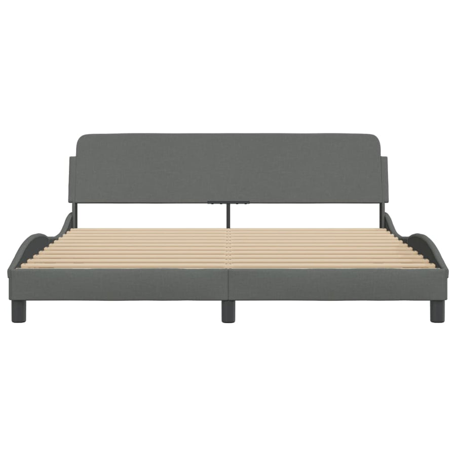 Bedframe Met Hoofdbord Stof Donkergrijs 180X200 Cm