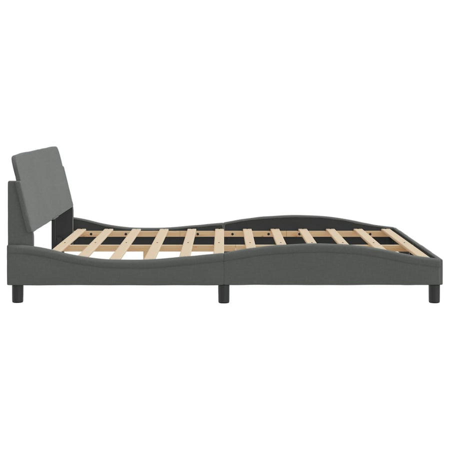 Bedframe Met Hoofdbord Stof Donkergrijs 180X200 Cm