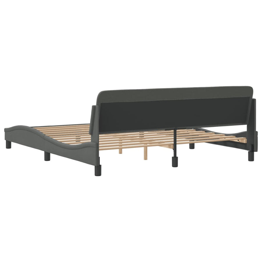 Bedframe Met Hoofdbord Stof Donkergrijs 180X200 Cm