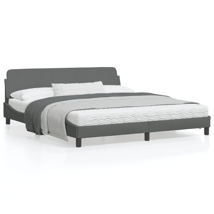 Bedframe Met Hoofdbord Stof Donkergrijs 180X200 Cm