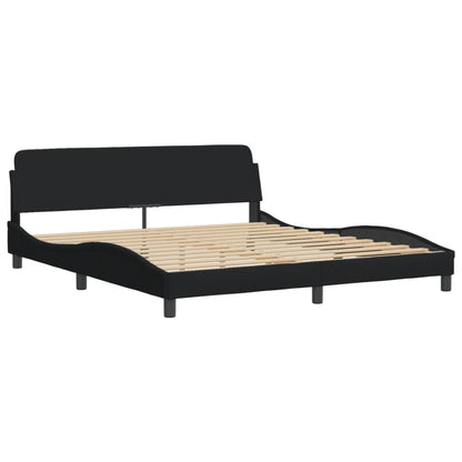 Bedframe Met Hoofdbord Stof Zwart 180X200 Cm