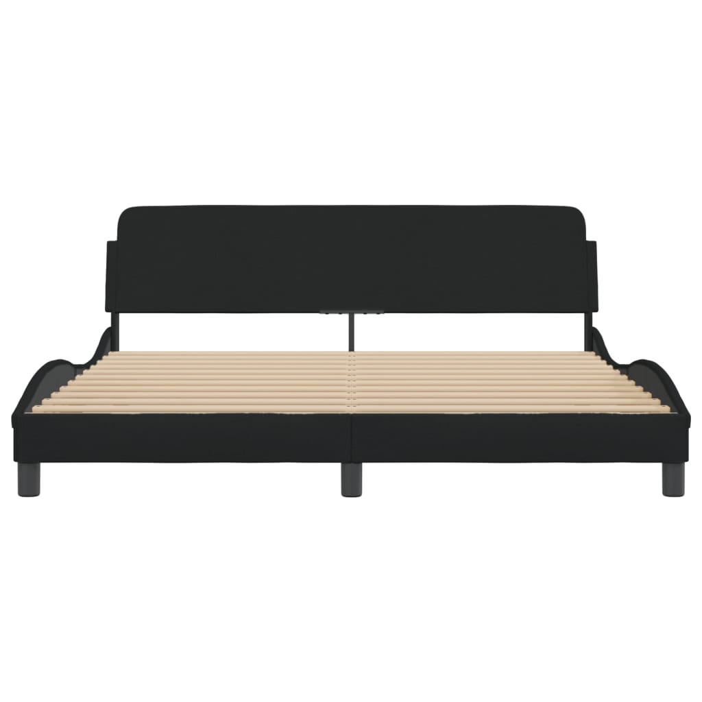 Bedframe Met Hoofdbord Stof Zwart 180X200 Cm