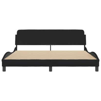 Bedframe Met Hoofdbord Stof Zwart 180X200 Cm
