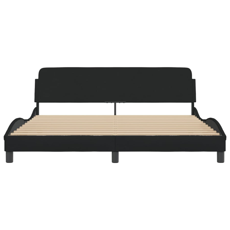Bedframe Met Hoofdbord Stof Zwart 180X200 Cm