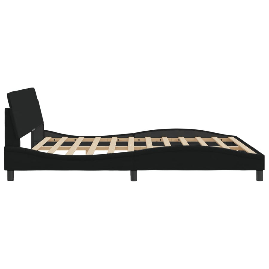 Bedframe Met Hoofdbord Stof Zwart 180X200 Cm