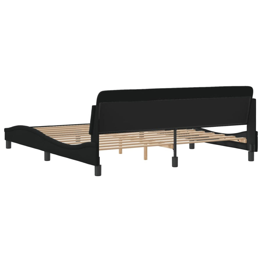 Bedframe Met Hoofdbord Stof Zwart 180X200 Cm