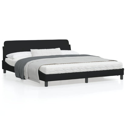 Bedframe Met Hoofdbord Stof Zwart 180X200 Cm