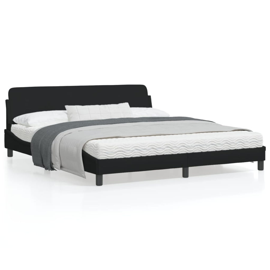 Bedframe Met Hoofdbord Stof Zwart 180X200 Cm
