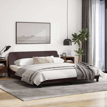 Bedframe Met Hoofdbord Stof Donkerbruin 180X200 Cm