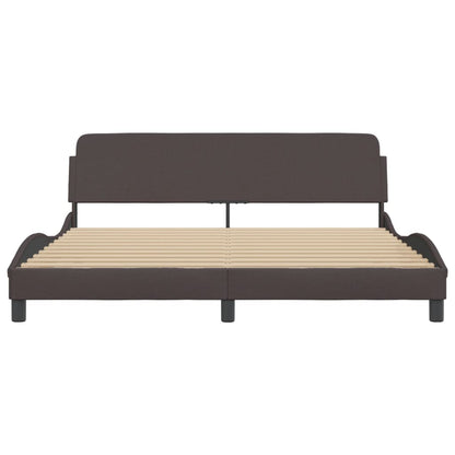 Bedframe Met Hoofdbord Stof Donkerbruin 180X200 Cm