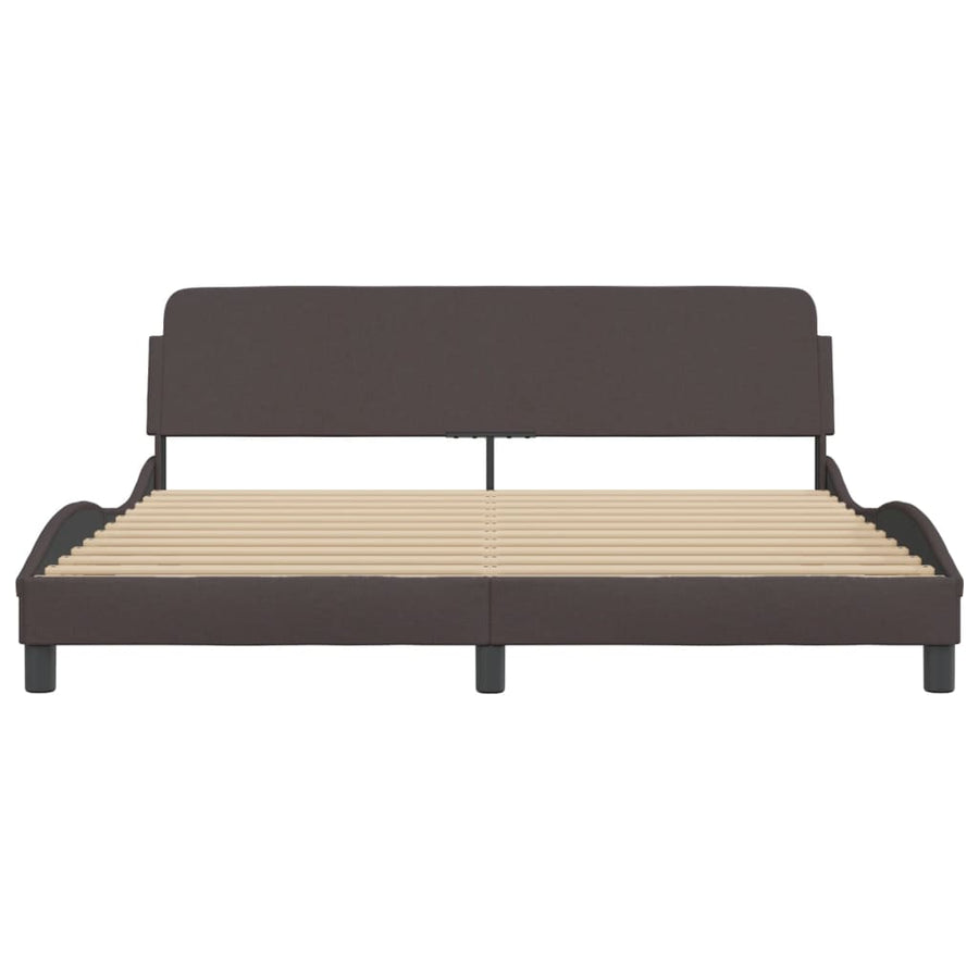 Bedframe Met Hoofdbord Stof Donkerbruin 180X200 Cm
