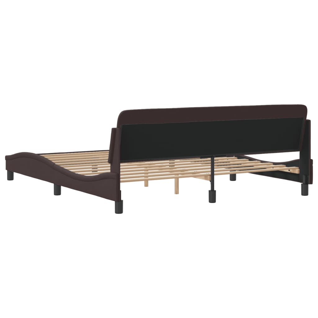 Bedframe Met Hoofdbord Stof Donkerbruin 180X200 Cm