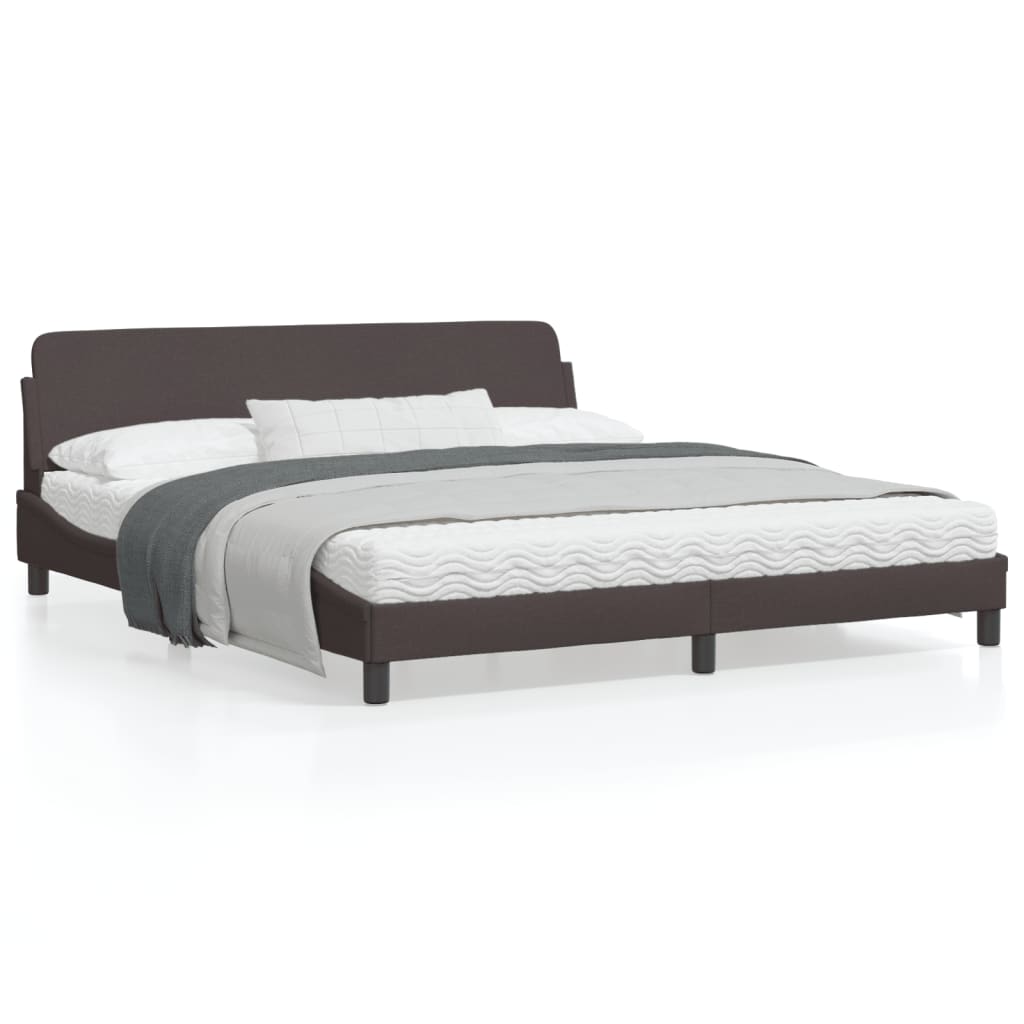 Bedframe Met Hoofdbord Stof Donkerbruin 180X200 Cm