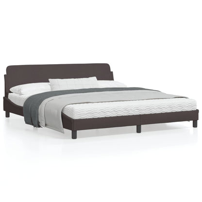 Bedframe Met Hoofdbord Stof Donkerbruin 180X200 Cm