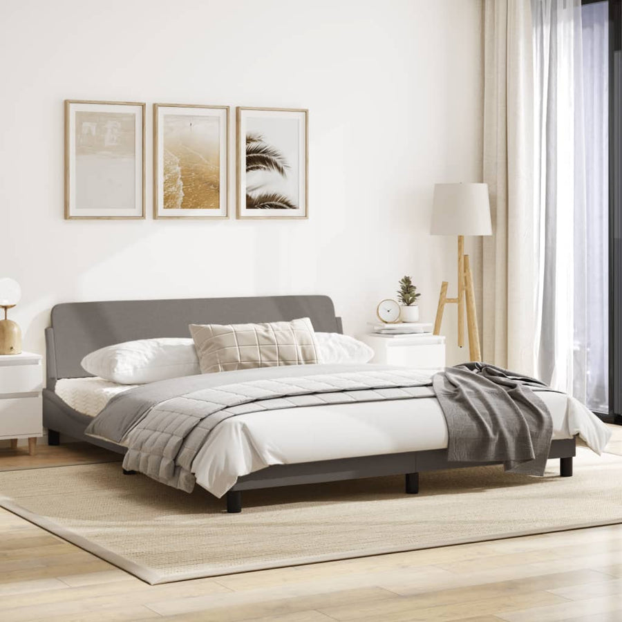 Bedframe Met Hoofdbord Stof Taupe 180X200 Cm
