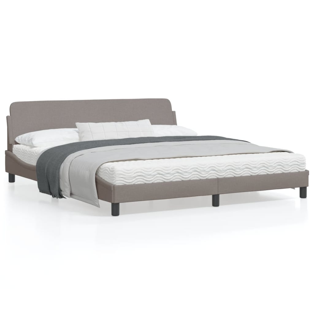 Bedframe Met Hoofdbord Stof Taupe 180X200 Cm