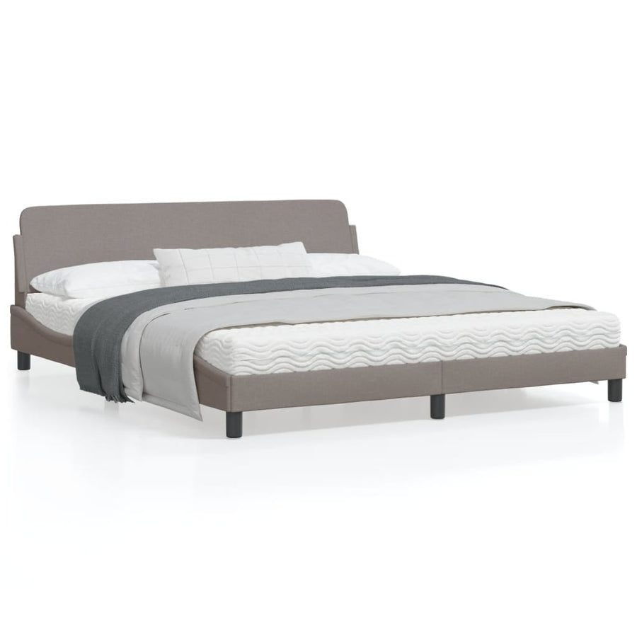 Bedframe Met Hoofdbord Stof Taupe 180X200 Cm