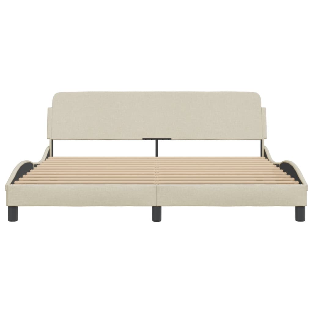 Bedframe Met Hoofdbord Stof Crèmekleurig 180X200 Cm