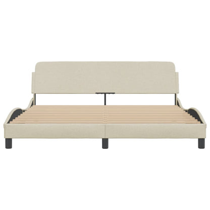 Bedframe Met Hoofdbord Stof Crèmekleurig 180X200 Cm