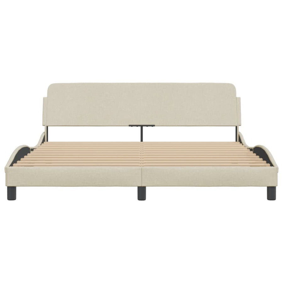 Bedframe Met Hoofdbord Stof Crèmekleurig 180X200 Cm