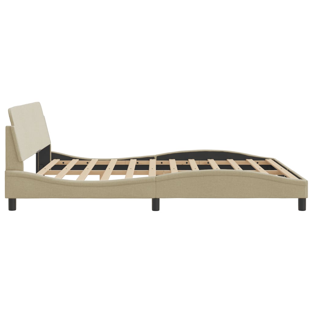 Bedframe Met Hoofdbord Stof Crèmekleurig 180X200 Cm