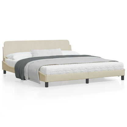 Bedframe Met Hoofdbord Stof Crèmekleurig 180X200 Cm