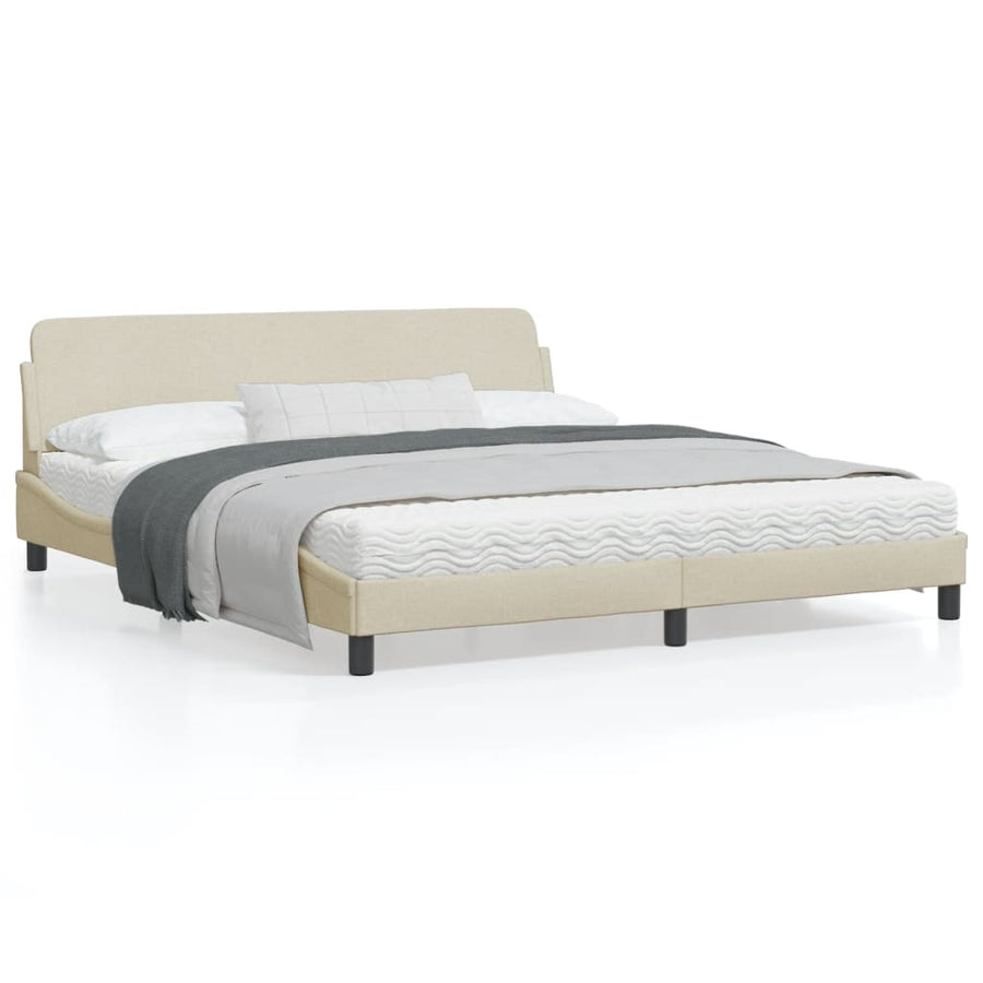 Bedframe Met Hoofdbord Stof Crèmekleurig 180X200 Cm