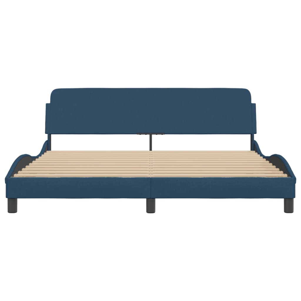 Bedframe Met Hoofdbord Stof Blauw 180X200 Cm