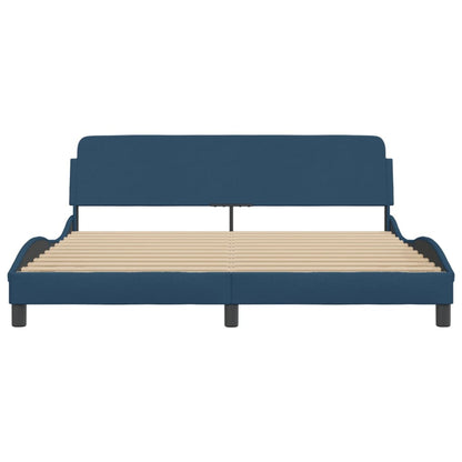 Bedframe Met Hoofdbord Stof Blauw 180X200 Cm