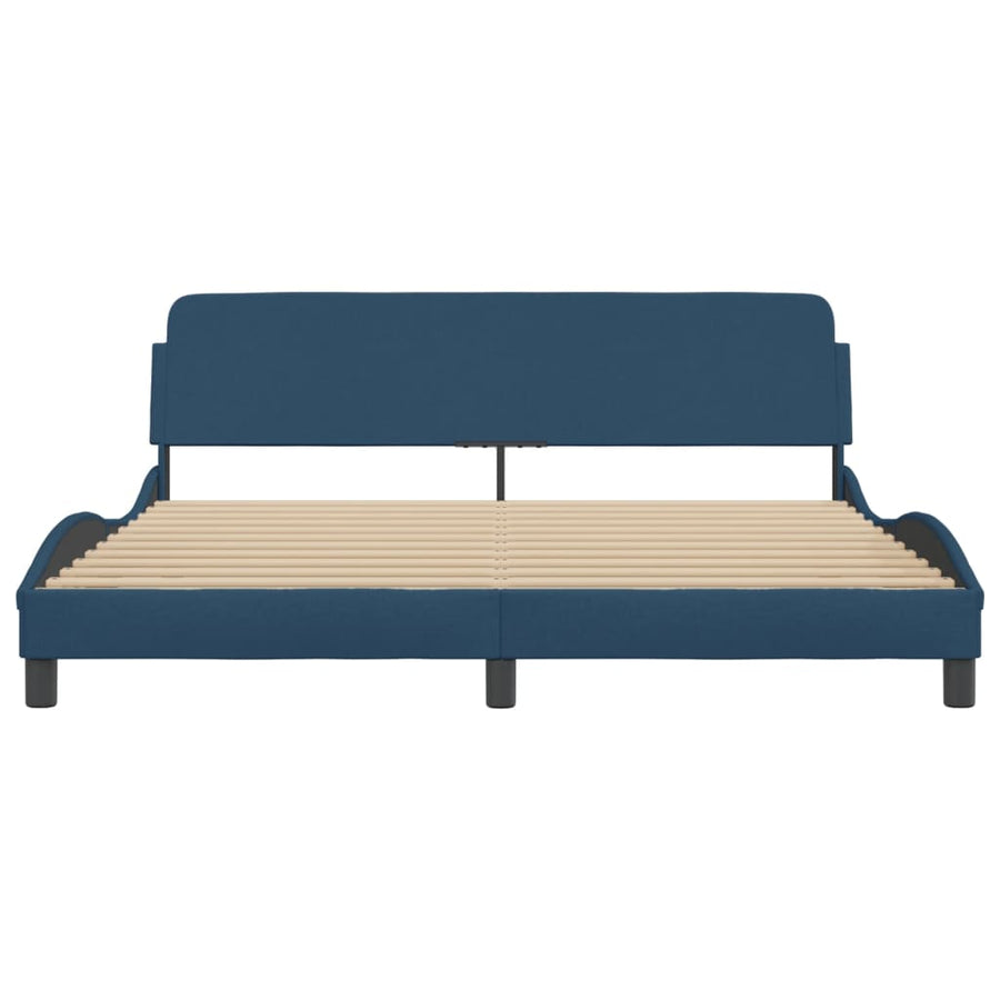 Bedframe Met Hoofdbord Stof Blauw 180X200 Cm