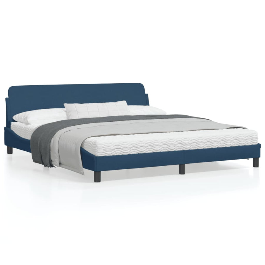Bedframe Met Hoofdbord Stof Blauw 180X200 Cm