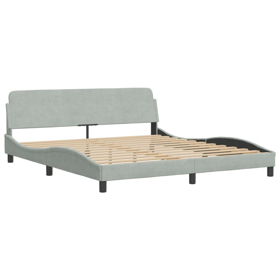 Bedframe Met Hoofdeinde Fluweel Lichtgrijs 180X200 Cm