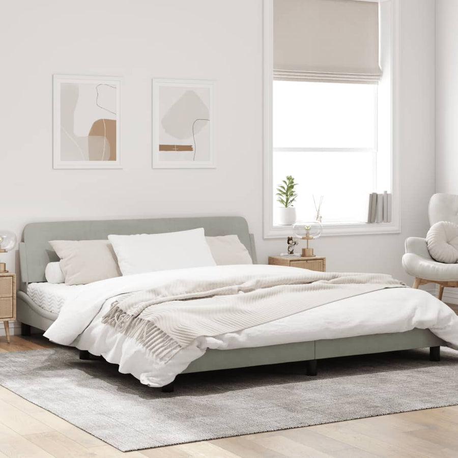 Bedframe Met Hoofdeinde Fluweel Lichtgrijs 180X200 Cm