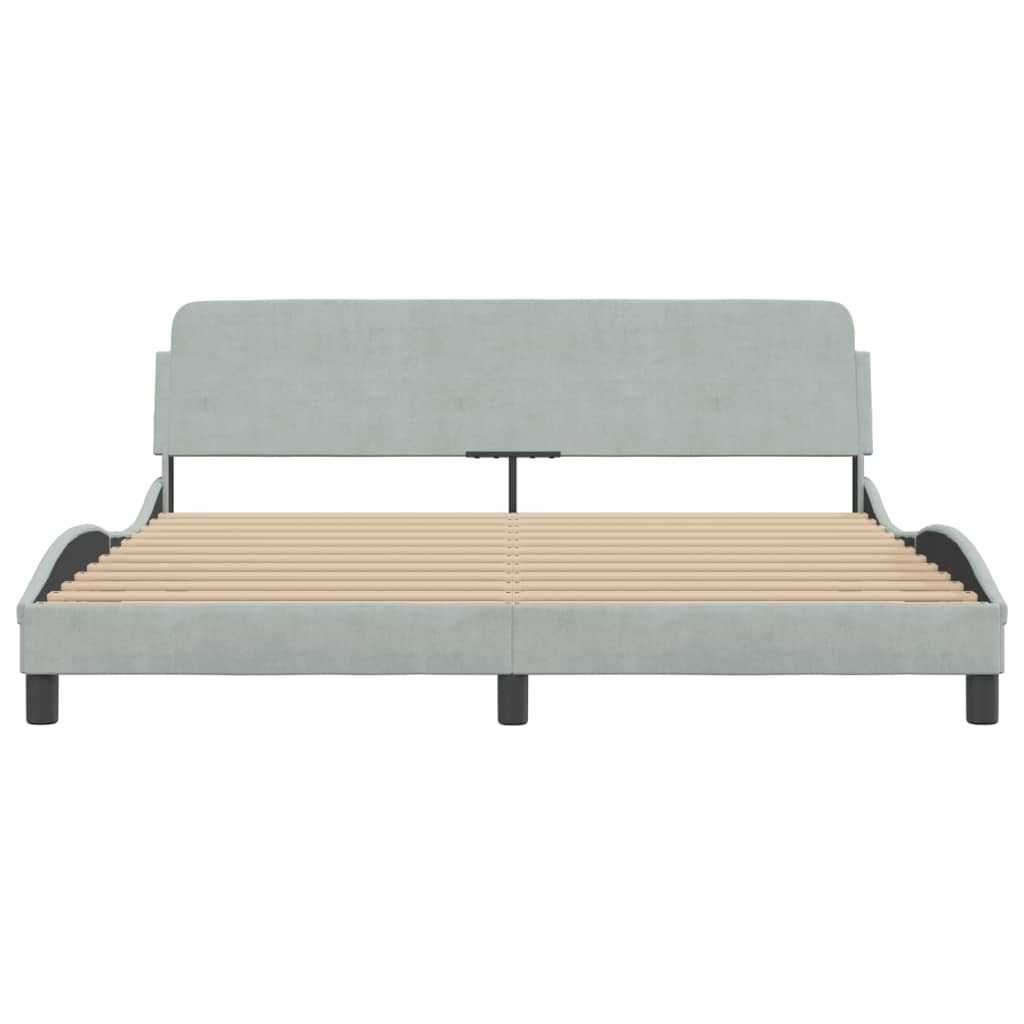 Bedframe Met Hoofdeinde Fluweel Lichtgrijs 180X200 Cm