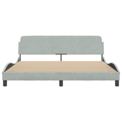 Bedframe Met Hoofdeinde Fluweel Lichtgrijs 180X200 Cm