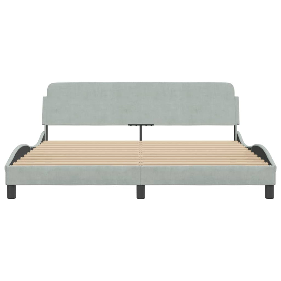 Bedframe Met Hoofdeinde Fluweel Lichtgrijs 180X200 Cm