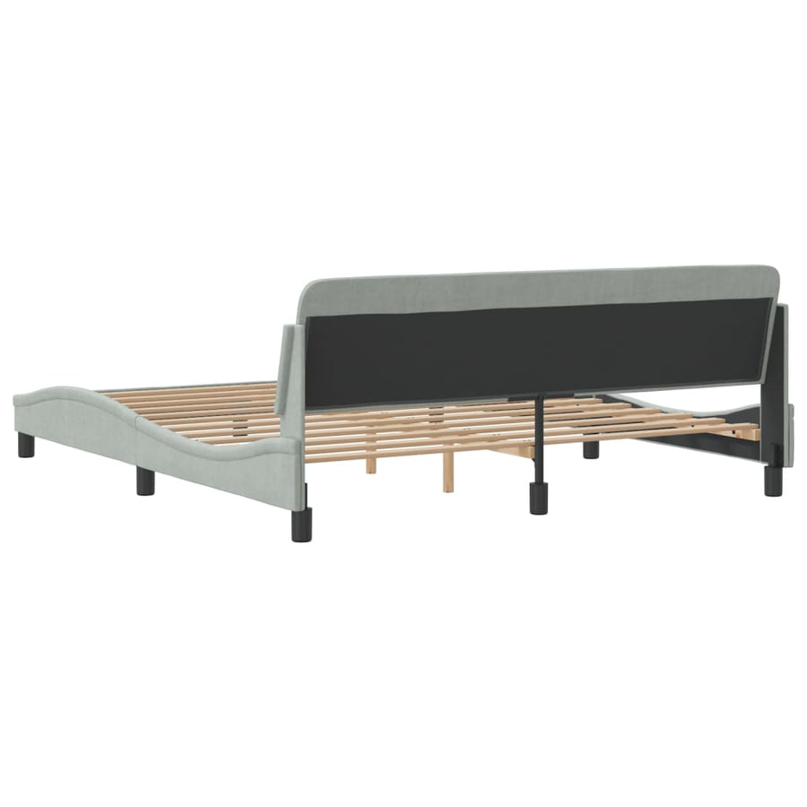 Bedframe Met Hoofdeinde Fluweel Lichtgrijs 180X200 Cm