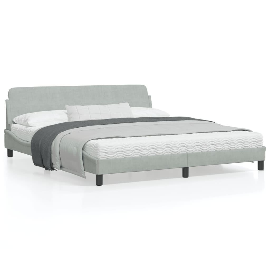 Bedframe Met Hoofdeinde Fluweel Lichtgrijs 180X200 Cm