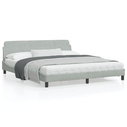 Bedframe Met Hoofdeinde Fluweel Lichtgrijs 180X200 Cm