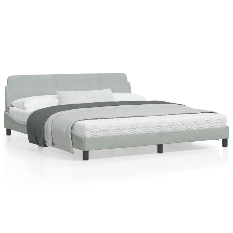 Bedframe Met Hoofdeinde Fluweel Lichtgrijs 180X200 Cm