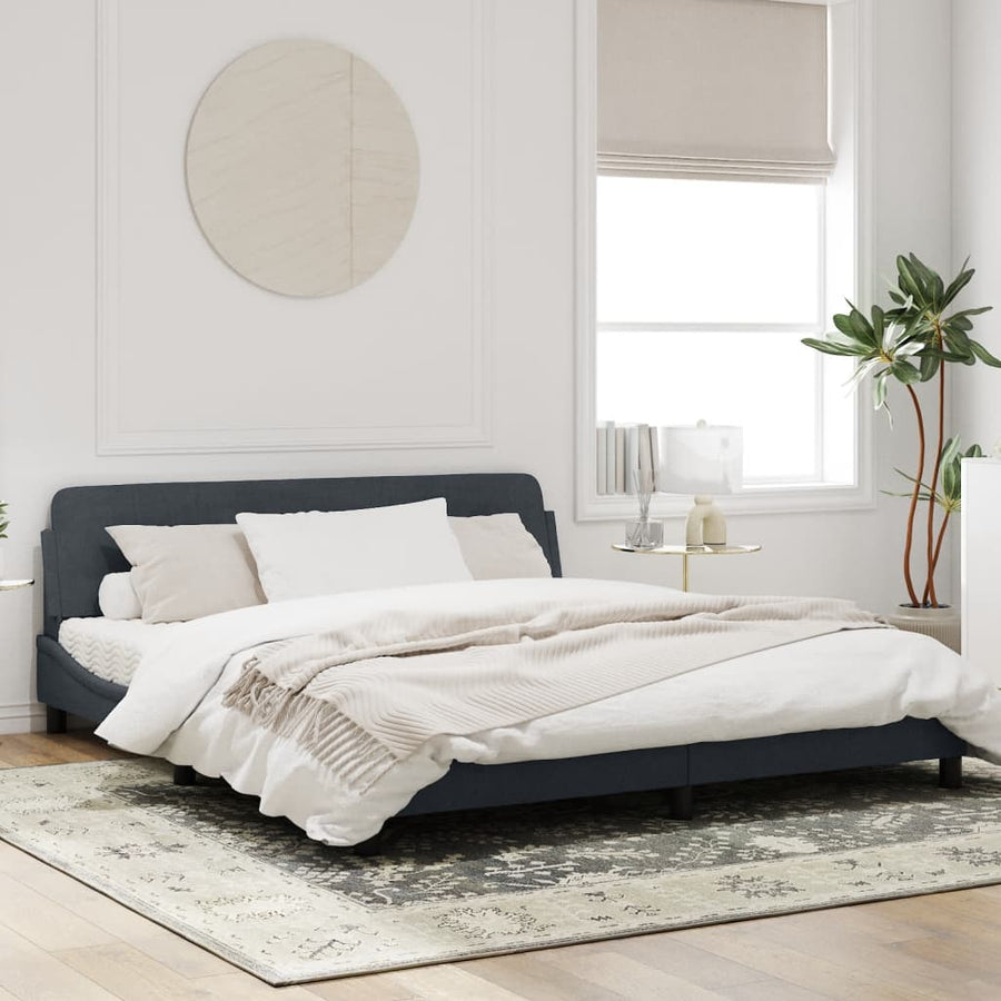 Bedframe Met Hoofdeinde Fluweel Donkergrijs 180X200 Cm