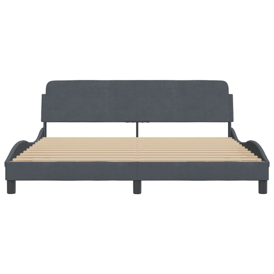 Bedframe Met Hoofdeinde Fluweel Donkergrijs 180X200 Cm