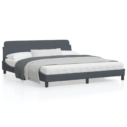Bedframe Met Hoofdeinde Fluweel Donkergrijs 180X200 Cm